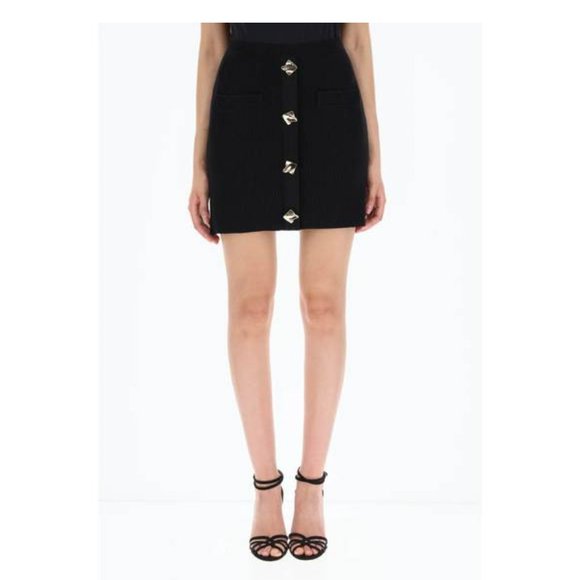 NWT Self Portrait Black Button Knit Skirt Medium - Picture 2 of 2